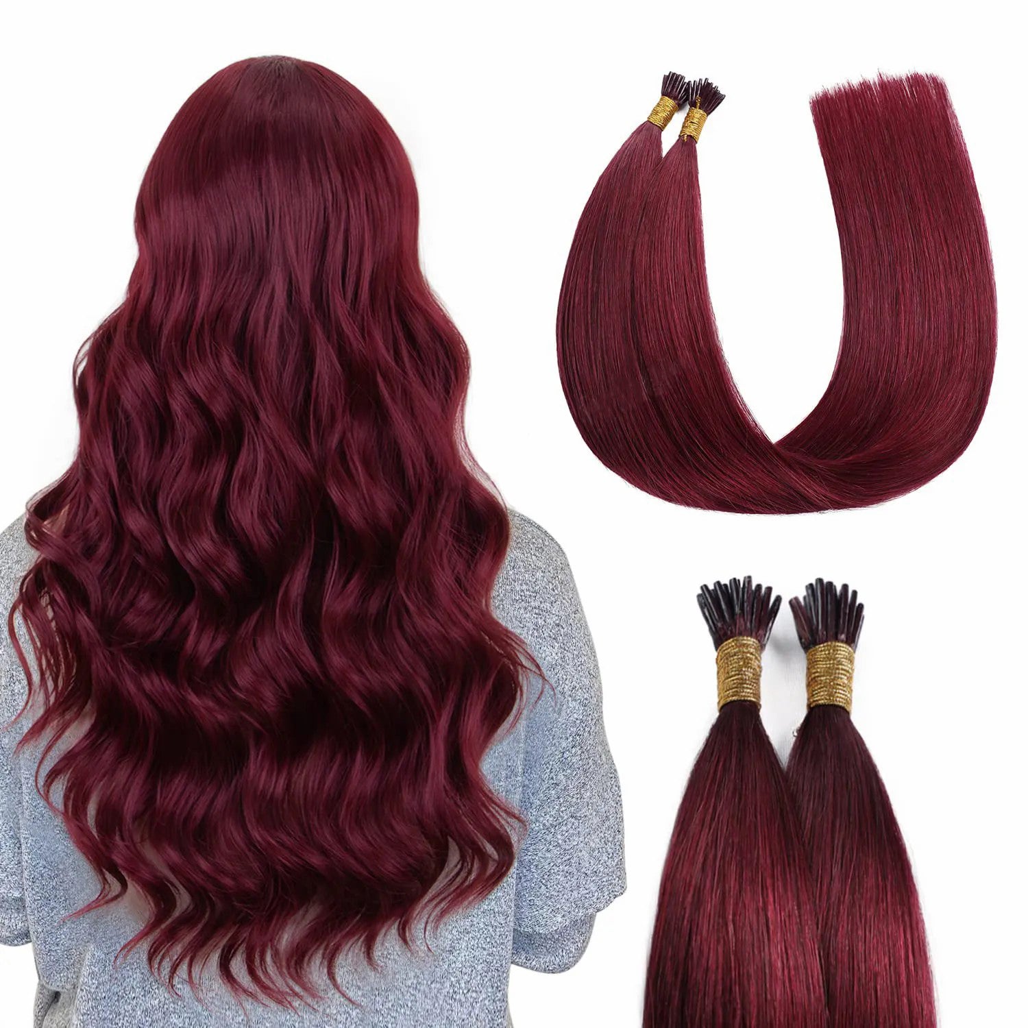 STYLEUHAIR Easy To Install Silky And Smooth 5.0MM*3.0MM*3.0MM I Tip Hair Extensions Straight Natural 100% Remy Human Hair 25 Strands Per Bundle (