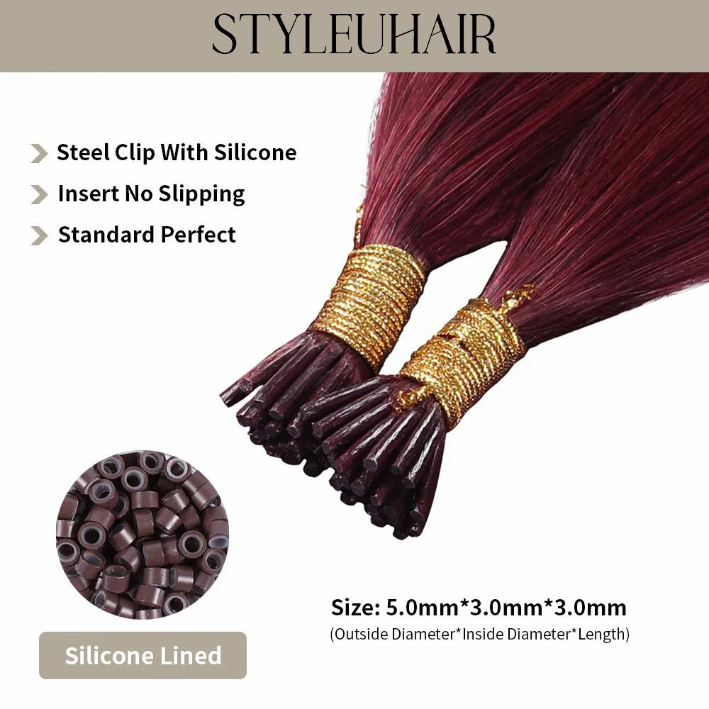 STYLEUHAIR Easy To Install Silky And Smooth 5.0MM*3.0MM*3.0MM I Tip Hair Extensions Straight Natural 100% Remy Human Hair 25 Strands Per Bundle (