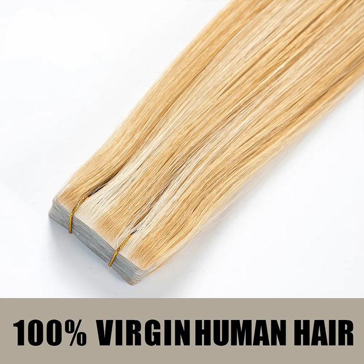 STYLEUHAIR 14-22 Inch Seamless Injected Hand-Tied Invisible Tape In Hair Extension 20Pcs High Density Shiny Soft 100% Virgin Human Hair (P27 613) Blonde Color Highlight For Women Tape In Extensions Near Me