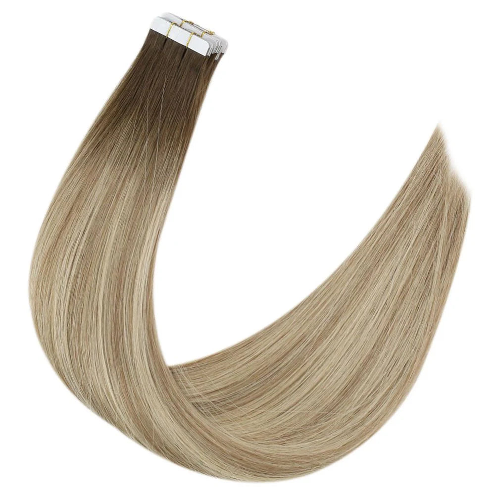 STYLEUHAIR 14-24 Inch Invisible Tape In Hair Extensions 20Pcs Virgin Human Hair Ombre Highlight (