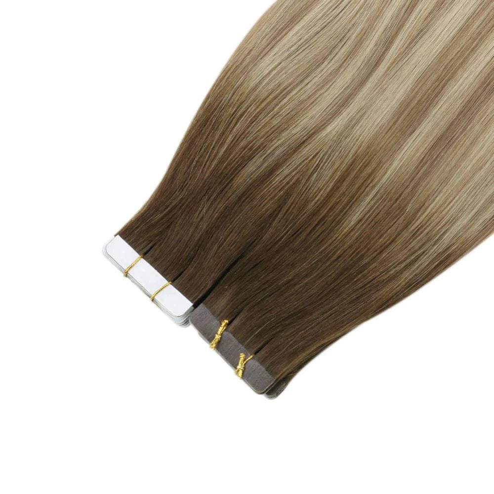 STYLEUHAIR 14-24 Inch Invisible Tape In Hair Extensions 20Pcs Virgin Human Hair Ombre Highlight (