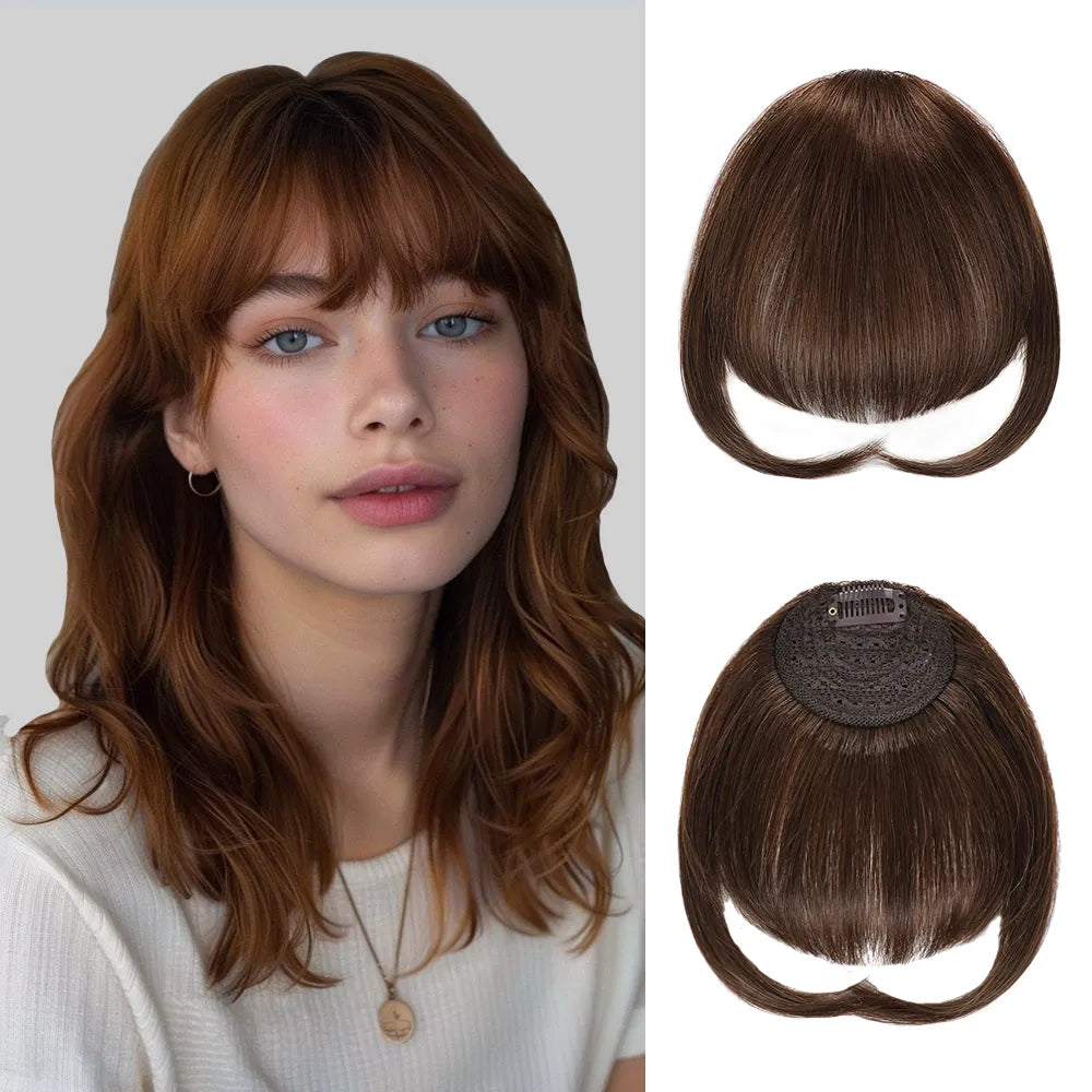 Clip In Bangs Hair Invisible Clips Real Remy Human Hair Wispy Bangs French Bangs (