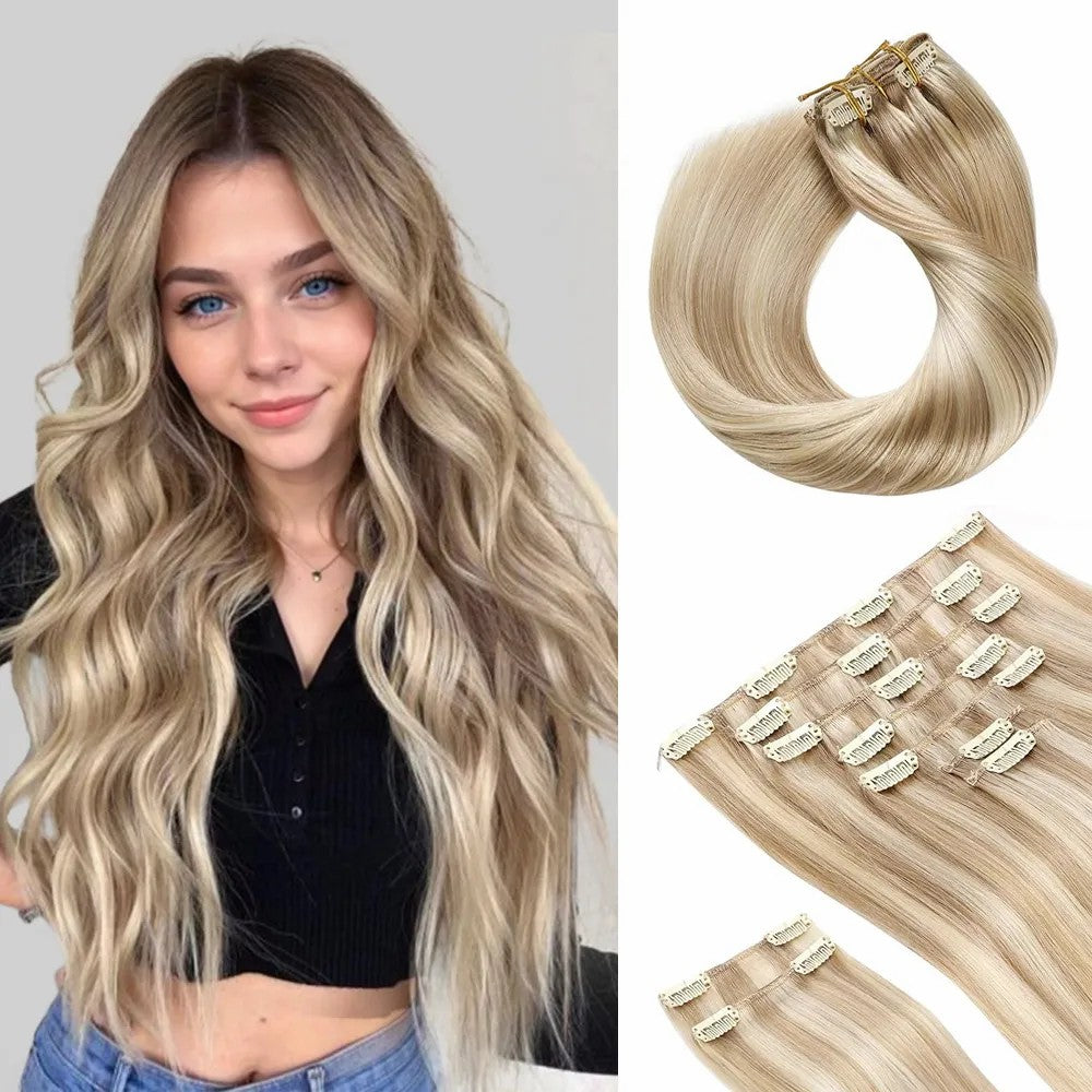 STYLEUHAIR Clip In Hair Extensions Soft And Silky Human Hair 9Pcs 20 Clips Invisible Natural Remy Human Hair 12-28 Inch (