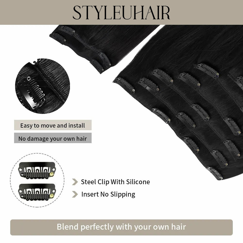 STYLEUHAIR Clip In Hair Extensions Soft And Silky Human Hair 9Pcs 20 Clips Invisible Natural Remy Human Hair 12-28 Inch (