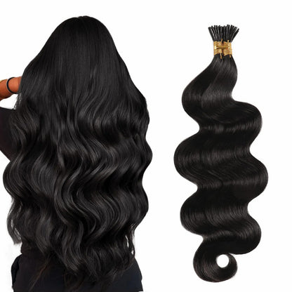 STYLEUHAIR Easy To Install Silky And Smooth 5.0MM*3.0MM*3.0MM I Tip Hair Extensions Body Wave Natural 100% Remy Human Hair 25 Strands Per Bundle (