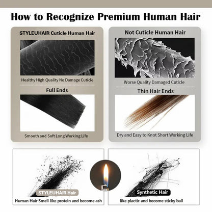 STYLEUHAIR Easy To Install Silky And Smooth 5.0MM*3.0MM*3.0MM I Tip Hair Extensions Body Wave Natural 100% Remy Human Hair 25 Strands Per Bundle (