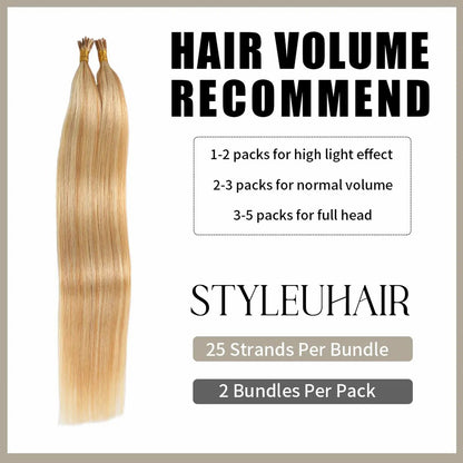 STYLEUHAIR 5.0MM*3.0MM*3.0MM I Tip Hair Extensions Invisible Natural Remy Human Hair (