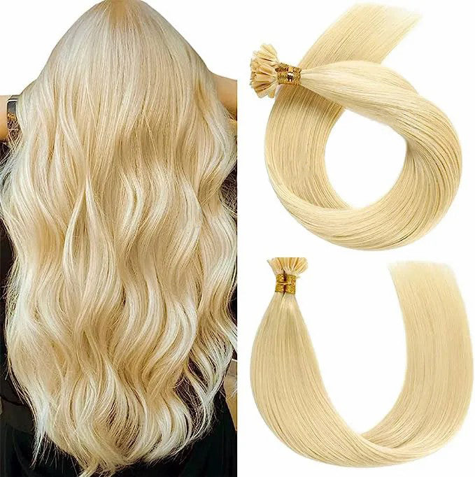 STYLEUHAIR Easy To Install Silky And Smooth 14-22 Inch U Tip Hair Extensions Blonde Color Straight Natural Remy Human Hair 50 Strands Per Pack (