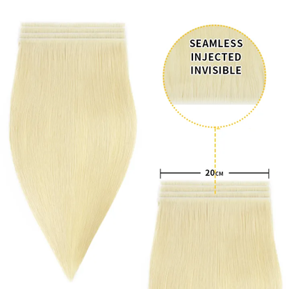 STYLEUHAIR 20*0.8CM Long Seamless Injected Hand-Tied Invisible Tape In Hair Extension 4Pcs Soft And Full Silk Straight Virgin Human Hair (