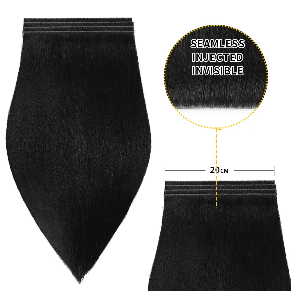 STYLEUHAIR 20*0.8CM Long Seamless Injected Hand-Tied Invisible Tape In Hair Extension 4Pcs Soft And Full Silk Straight Virgin Human Hair (