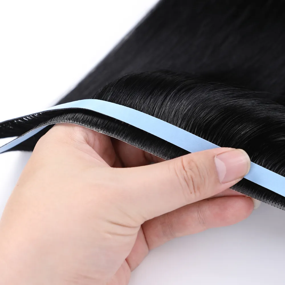 STYLEUHAIR 20*0.8CM Long Seamless Injected Hand-Tied Invisible Tape In Hair Extension 4Pcs Soft And Full Silk Straight Virgin Human Hair (