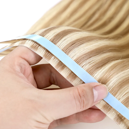 STYLEUHAIR 20*0.8CM Long Seamless Injected Hand-Tied Invisible Tape In Hair Extension 4Pcs Soft And Full Silk Straight Virgin Human Hair (