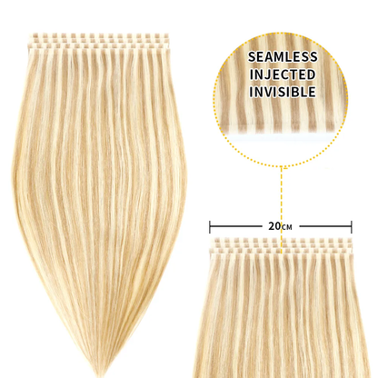 STYLEUHAIR 20*0.8CM Long Seamless Injected Hand-Tied Invisible Tape In Hair Extension 4Pcs Soft And Full Silk Straight Virgin Human Hair (