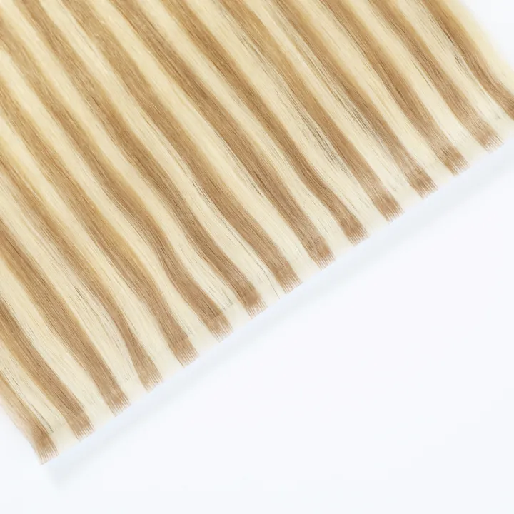 STYLEUHAIR 20*0.8CM Long Seamless Injected Hand-Tied Invisible Tape In Hair Extension 4Pcs Soft And Full Silk Straight Virgin Human Hair (