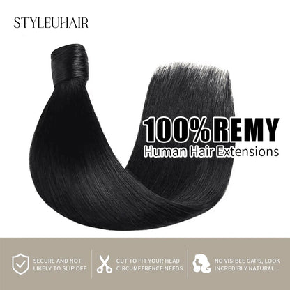 STYLEUHAIR Ponytail Extension With Magic Paste A Single Strand Of Hair Soft And Thick 100% Remy Human Hair Extensions 12-28 Inch (