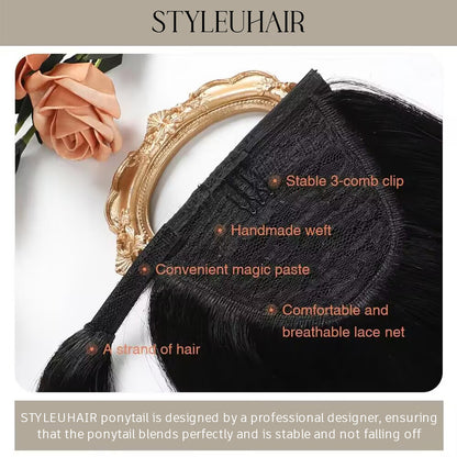 STYLEUHAIR Ponytail Extension With Magic Paste A Single Strand Of Hair Soft And Thick 100% Remy Human Hair Extensions 12-28 Inch (