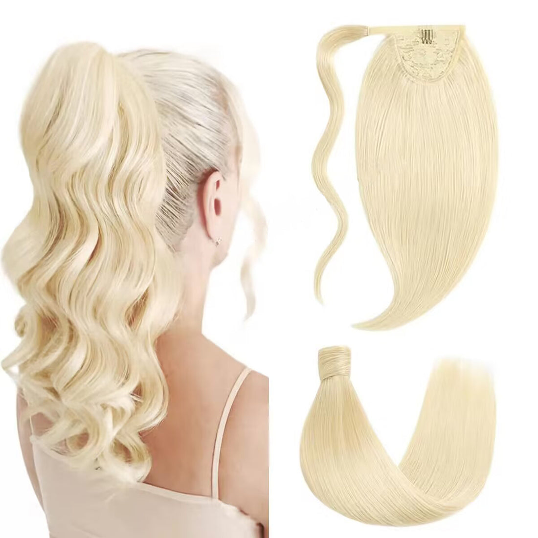 STYLEUHAIR Ponytail Extension With Magic Paste A Single Strand Of Hair Soft And Thick 100% Remy Human Hair Extensions 12-28 Inch (