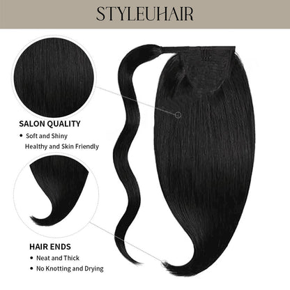 STYLEUHAIR Ponytail Extension With Magic Paste A Single Strand Of Hair Soft And Thick 100% Remy Human Hair Extensions 12-28 Inch (
