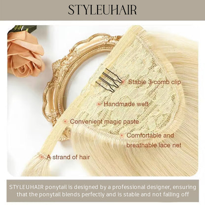 STYLEUHAIR Ponytail Extension With Magic Paste A Single Strand Of Hair Soft And Thick 100% Remy Human Hair Extensions 12-28 Inch (