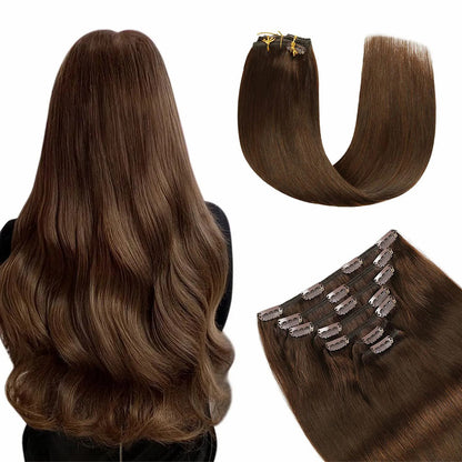 12-28 Inch Clip In Hair Extensions Human Hair 7Pcs 16 Clips Invisible Natural Remy Human Hair (