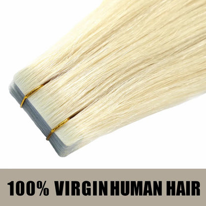 Styleuhair 14-22 Inch Seamless Injected Hand-Tied Invisible Tape In Hair Extensions 20Pcs Soft And Shiny Virgin Human Hair (