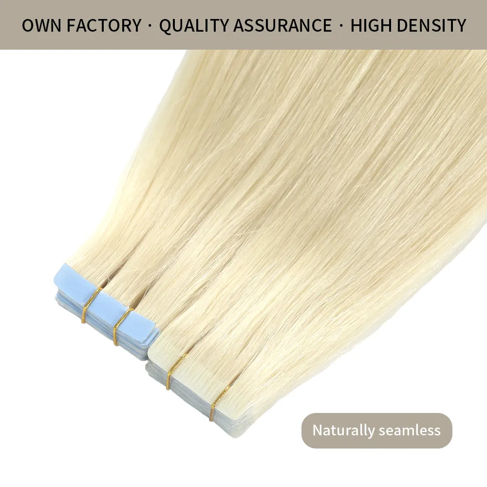 Styleuhair 14-22 Inch Seamless Injected Hand-Tied Invisible Tape In Hair Extensions 20Pcs Soft And Shiny Virgin Human Hair (