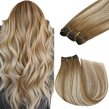 STYLEUHAIR Weft Hair Clip In Hair Extensions Human Hair Seamless Natural Remy Human Hair Ombre Highlight (