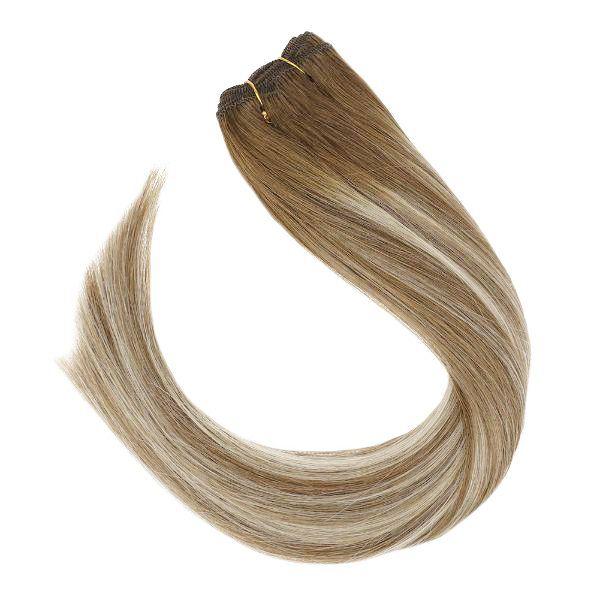 STYLEUHAIR Weft Hair Clip In Hair Extensions Human Hair Seamless Natural Remy Human Hair Ombre Highlight (