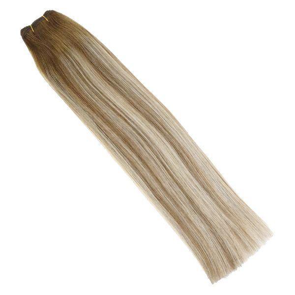 STYLEUHAIR Weft Hair Clip In Hair Extensions Human Hair Seamless Natural Remy Human Hair Ombre Highlight (