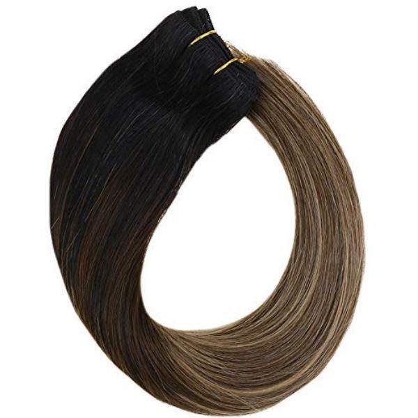 STYLEUHAIR Weft Hair Clip In Hair Extensions Human Hair Seamless Natural Remy Human Hair Ombre Highlight (