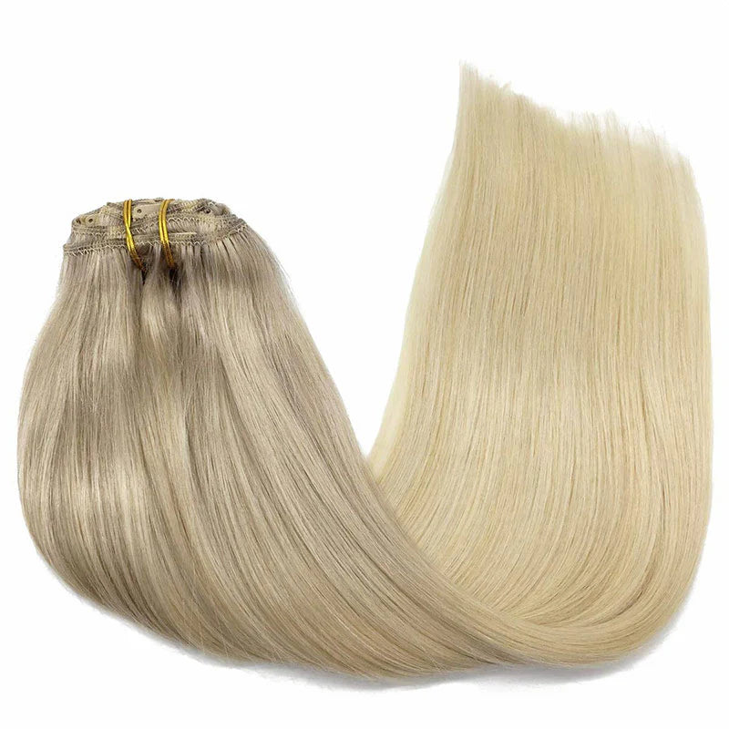 STYLEUHAIR 14-22 Inch Classic Clip In Hair Extensions Human Hair 7Pcs Clips Invisible Natural Remy Human Hair Platinum Blonde Balayage (