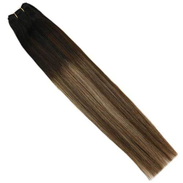 STYLEUHAIR Weft Hair Clip In Hair Extensions Human Hair Seamless Natural Remy Human Hair Ombre Highlight (