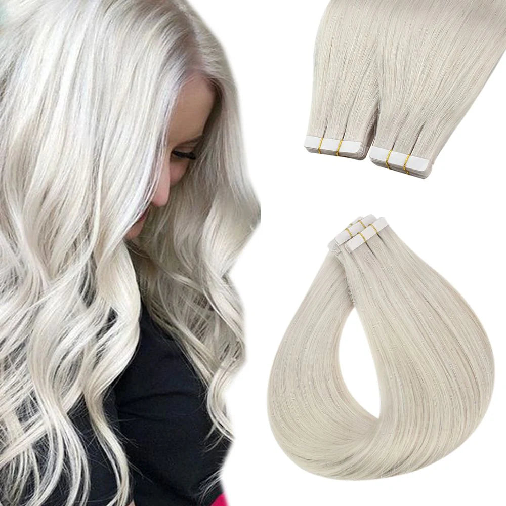 STYLEUHAIR 14-24 Inch Invisible Tape In Hair Extensions 20Pcs Virgin Human Hair (