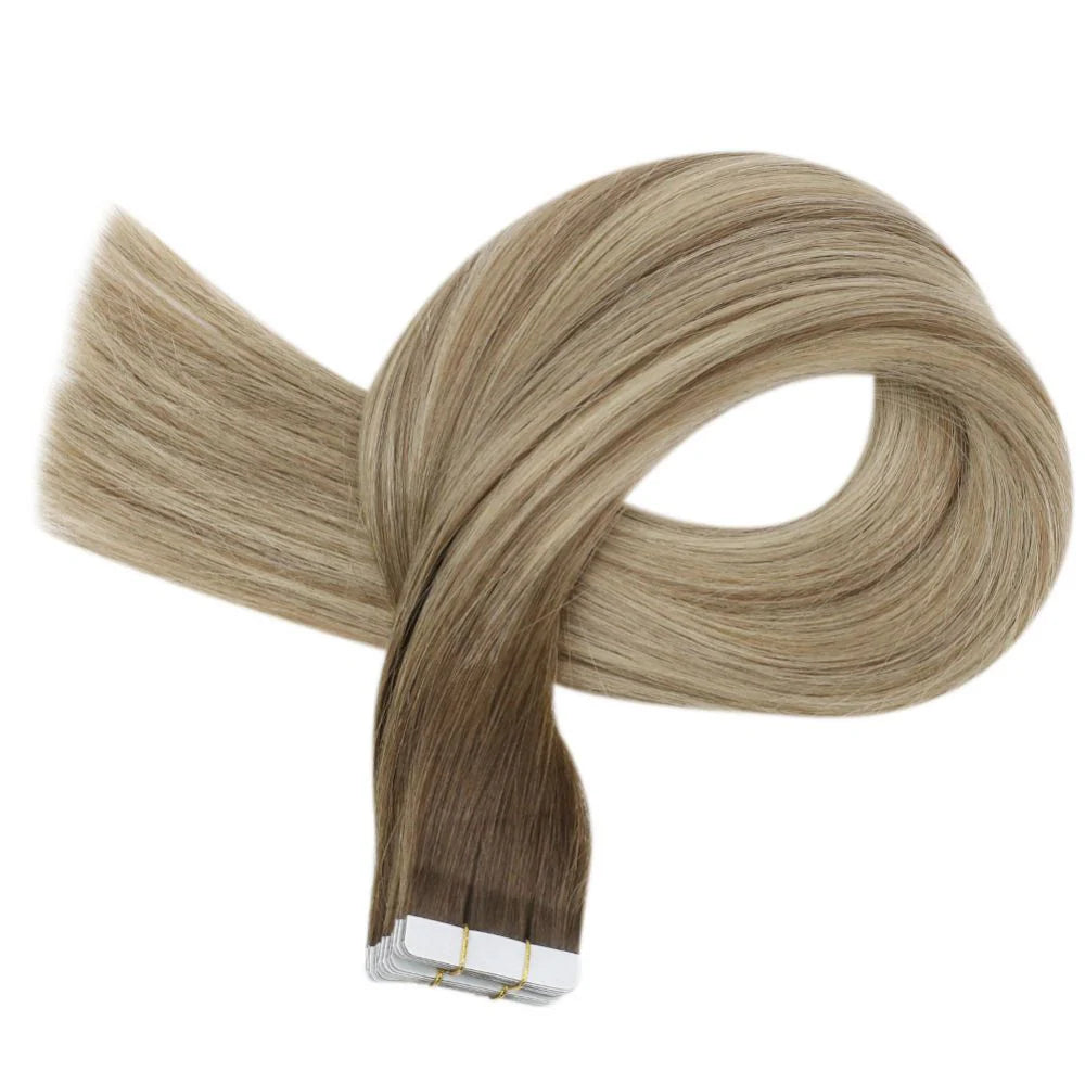 STYLEUHAIR 14-24 Inch Invisible Tape In Hair Extensions 20Pcs Virgin Human Hair Ombre Highlight (