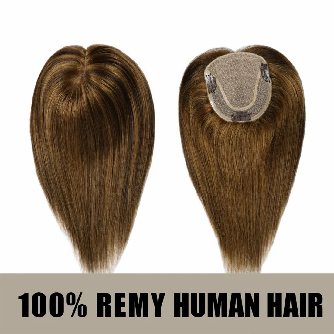 180 Density 25cm And 40cm Toppers Clip In For Women Remy Human Hair Hand Made 12×13 Mono Silk Base Highlight Color (P10/4 Golden Brown Dark Brown)